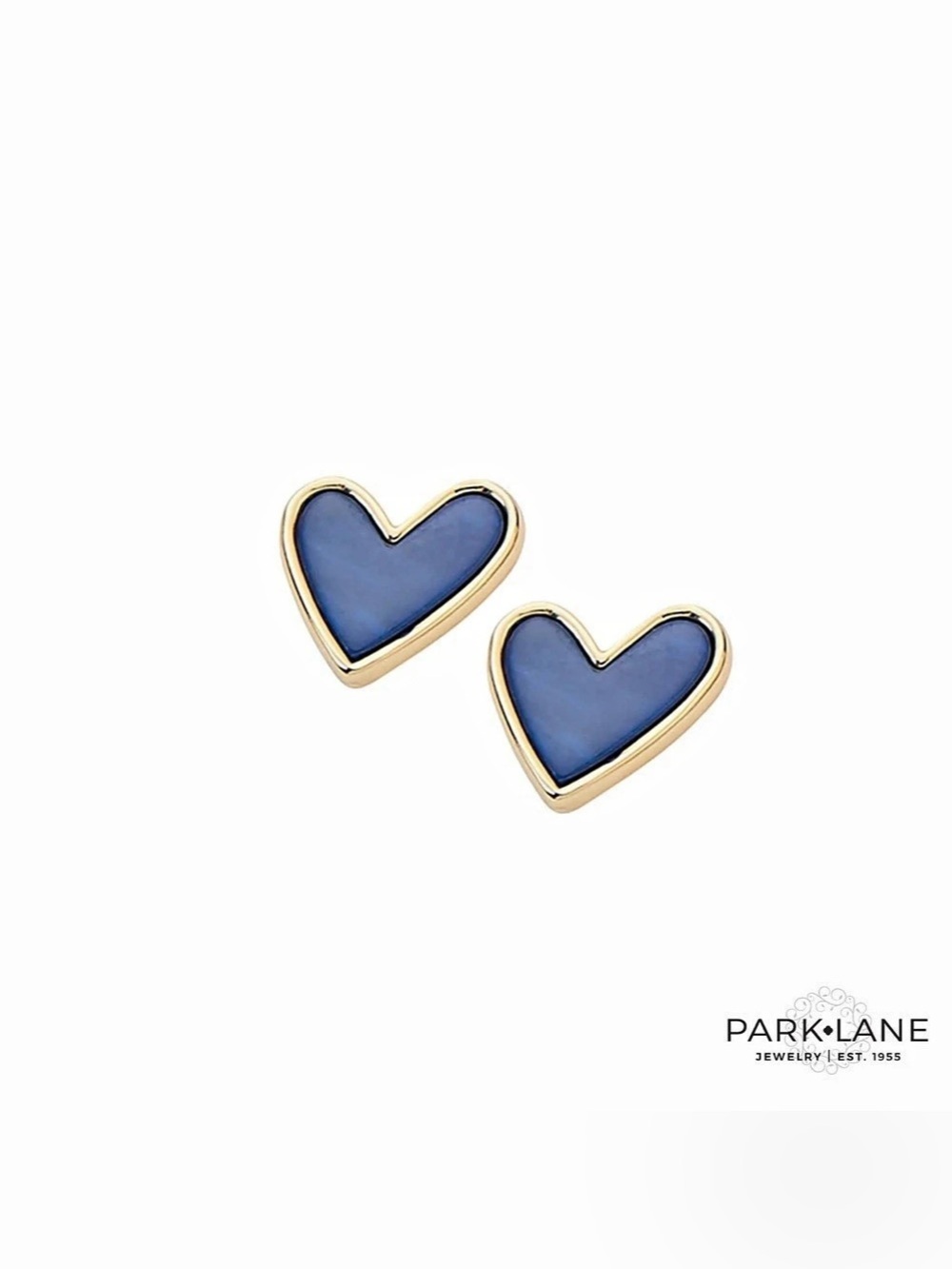 Park Lane BILLIE Heart Earrings Denim Blue Lucite Studs Hypoallergenic